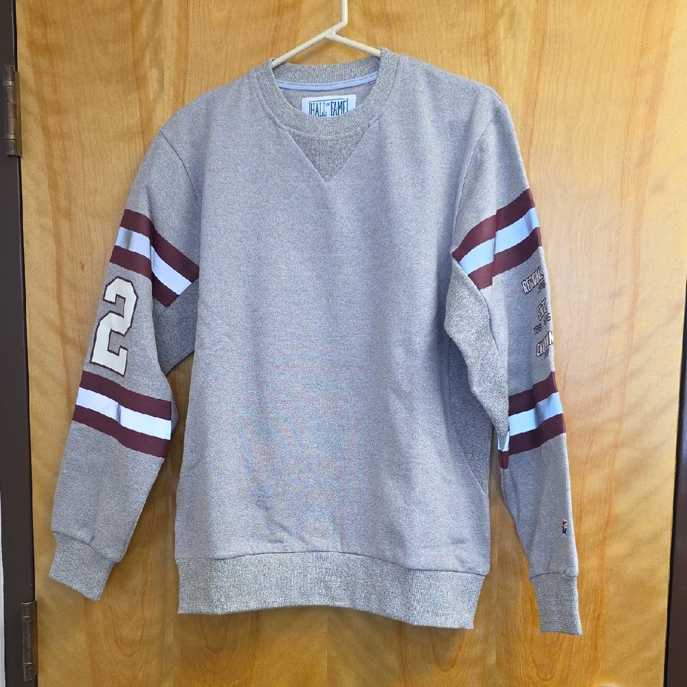 Hall of Fame Brand Athletic Gray and Maroon  Heavy Crewneck  Men's Medium